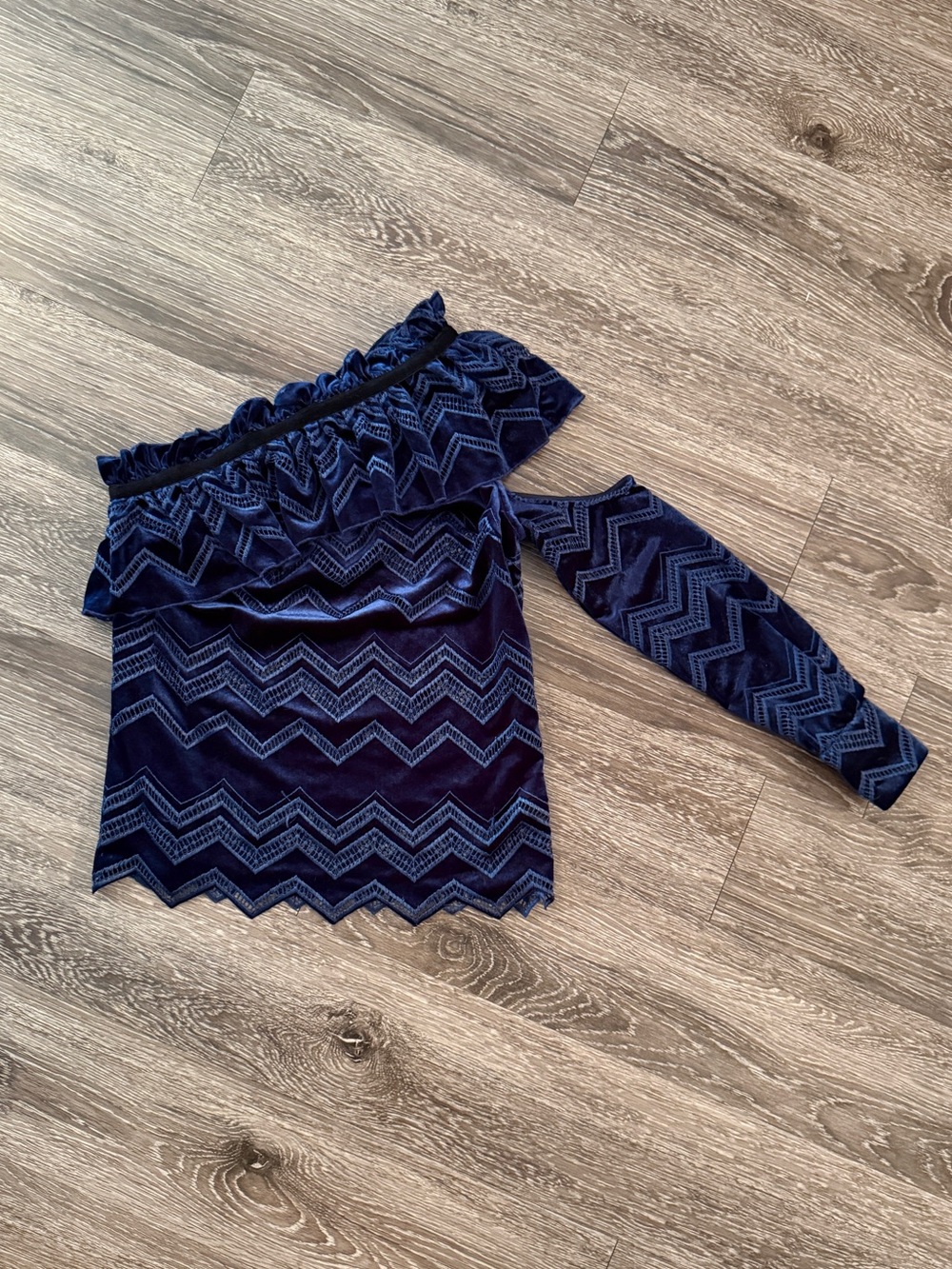Self Portrait Zig Zag Embroidered Velvet Top